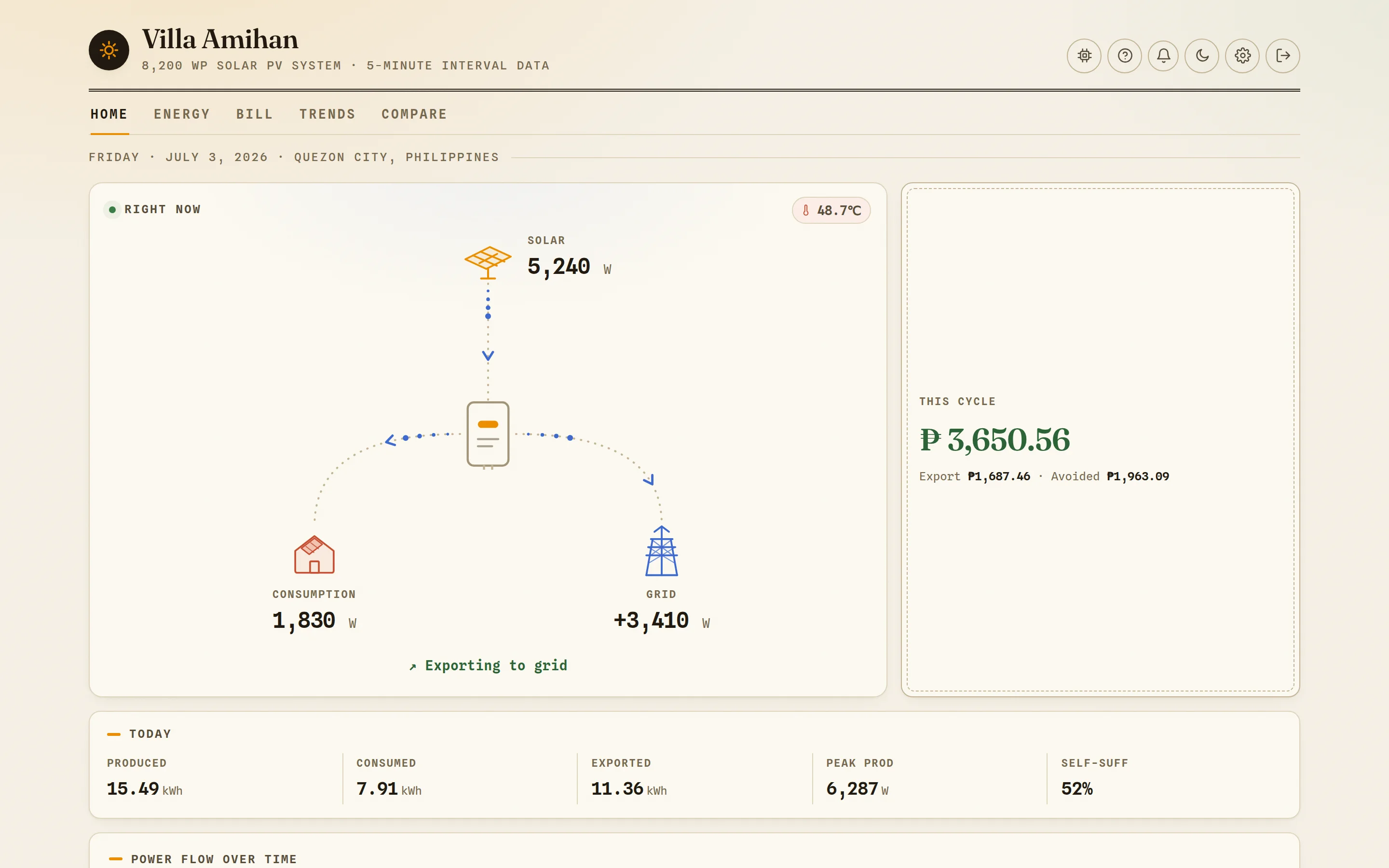 Home page in the day theme